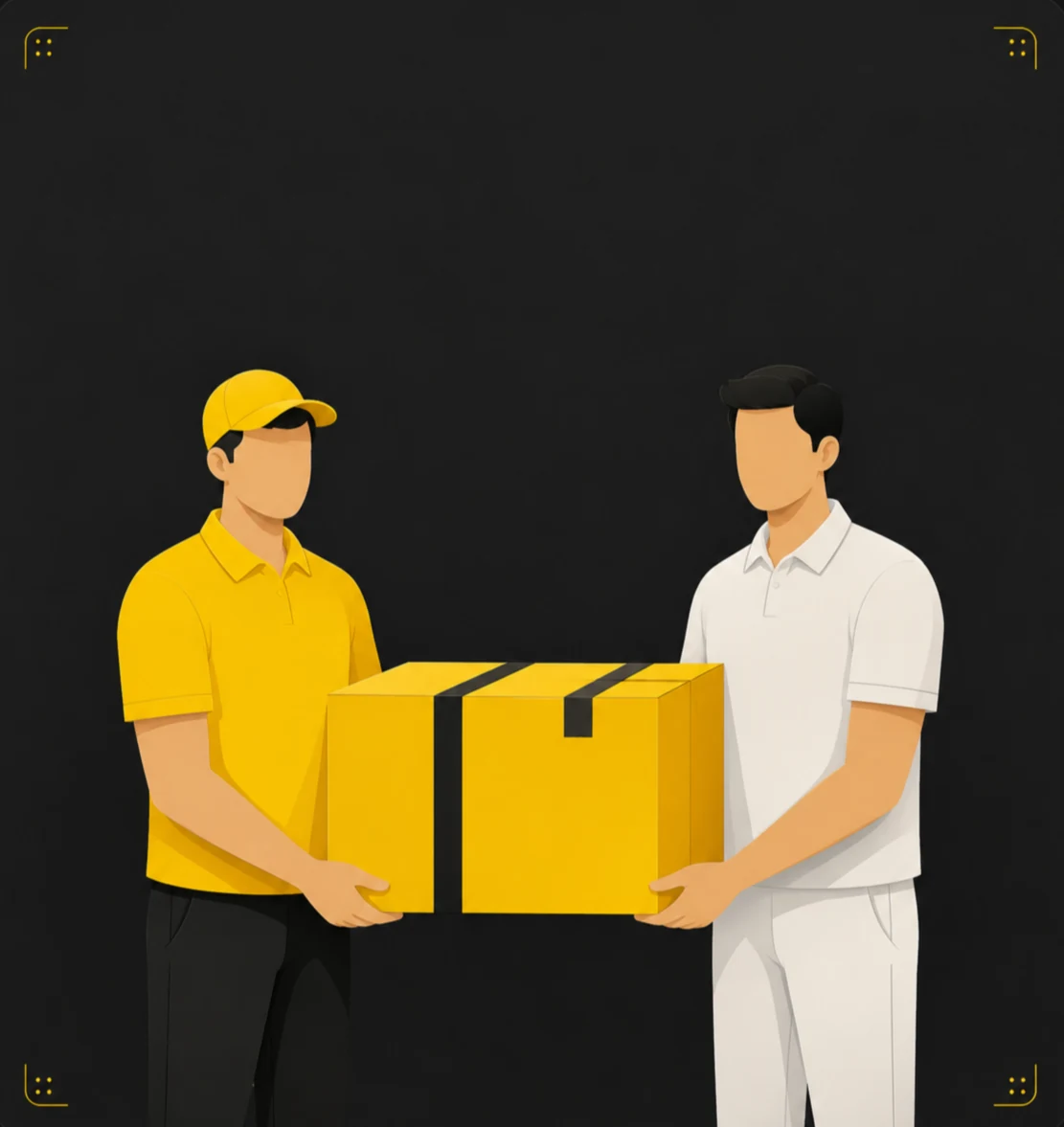 Okur Nakliyat ekibinden iki taşıma görevlisi paketlenmiş bir kutuyu birlikte taşıyor